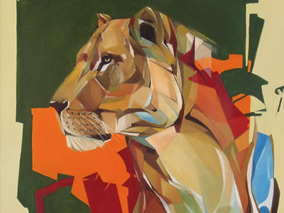 Lioness abstract animal illustration portrait