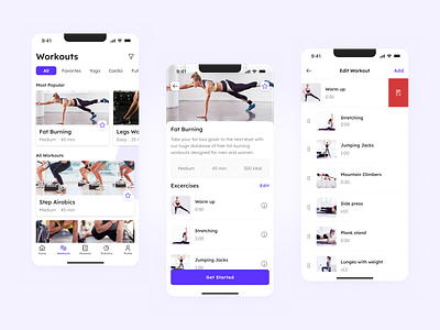 Fitness App - Workout Catalog app catalog design fitness health ios mobile product ui ux workout
