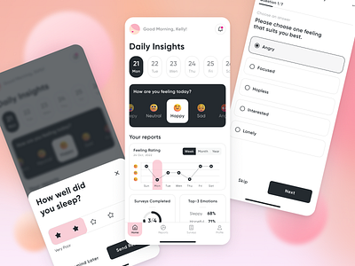Health App - Emotion Tracker application concept design emoji emotions figma health inspiration ios mobile mood product tracker ui user experience user interface ux