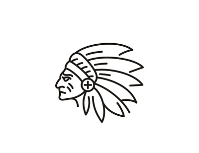 American Native Indian Chief Headdress line art Logo america american ancient apache armor black brave character cherokee chief cowboy culture design drawing drawn ethnic face line mexico native