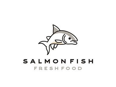 Line art Salmon Poke Bar Logo