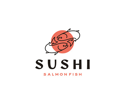 Salmon Poke Bar Logo bowl cookery design dinner eatery fish food icon illustration japanese logotype meal rice salmon seafood set signs sushi symbol vector