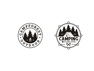 Camping outdoor axe bonfire campfire camping logo outdoor pine tree