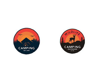 Outdoor Logo animal campforest camping deeer pine tree wood