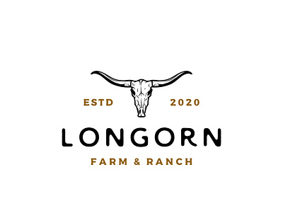 Longhorn animal buffalo bull design logo longhorn ranch skull texas western