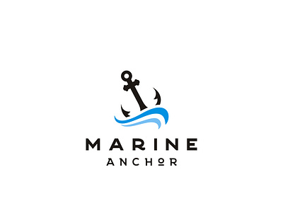 ANCHOR and WAVE LOGO anchor beach design harbour logo marine sea vintage wave