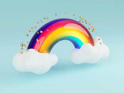 Somewhere... 3d 3d illustration blender clouds colourful rainbow