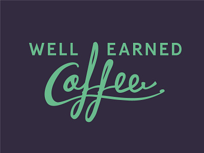 Well Earned Coffee blue brand identity branding coffee green green and blue hand logo logo design script startup