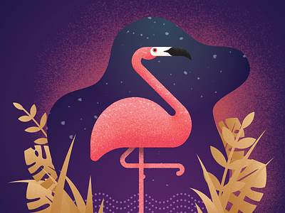 Pink & Gold digital art flamingo flat illustration gold illustrated illustration pink
