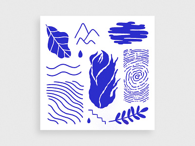 4 elements #2 app blue branding design flat icon illustration linocut logo nature plant vector