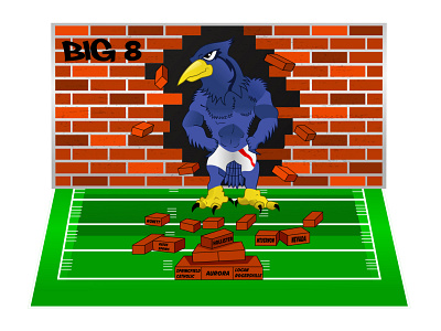 Breaking Bluejay in American Football american football bluejay cartoon cartoon design comic drawing football illustration poster poster art poster design vector