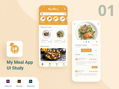 My Meal App UI Study app branding design flat illustration logo minimal ui ux vector