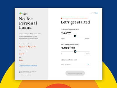 Vest Loan Calculator Landing Screen - Daily UI Challenge