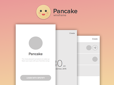 Pancake wireframe alarm app design minimal mobile pancake simple spotify ui user ux wireframe