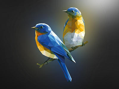 Bluebirds bird bluebird colour digital art illustration parrot polygon polygonal shapes