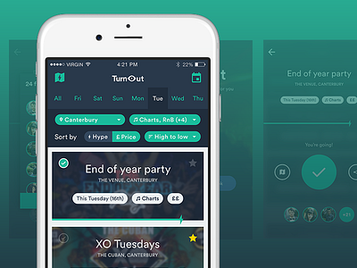 TurnOut - Going out app design