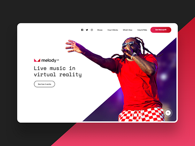 MelodyVR colourful cool design diagonal digital digital design music pink purple startup ui ux vr web website