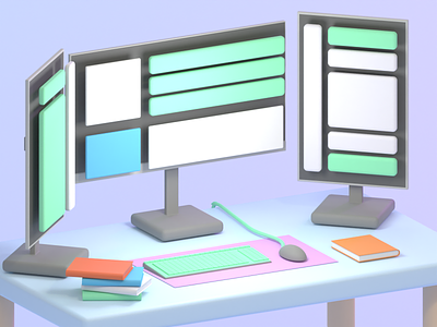 A Setup. 3d animation app blender clean color creative design graphic design icon illustration minimal render ui visual design