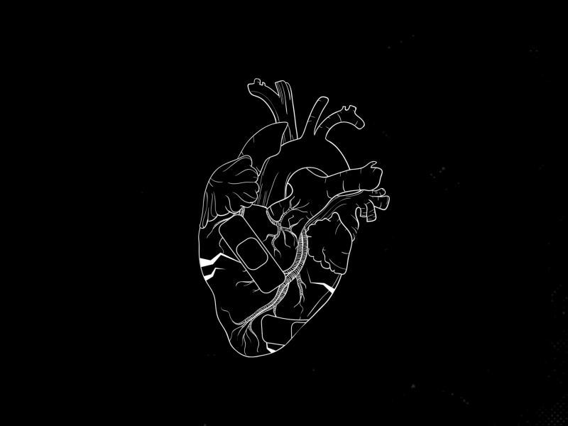 Broken heart animation 2d black and white blood broken heart depression emotions feelings flat flat illustration heart love motion design sadness