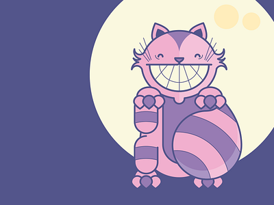 Cheshire Cat alice cat characters flat illustration moon smile stregatto vector wonderland