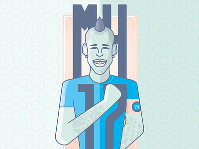 MH17 - Marek Hamsik character flat football hamsik illustration naples napoli soccer sport tatoo vector