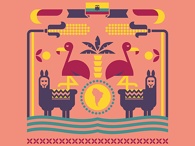 Festival de Yamor ecuador flamingo graphic illo illustration lama vector