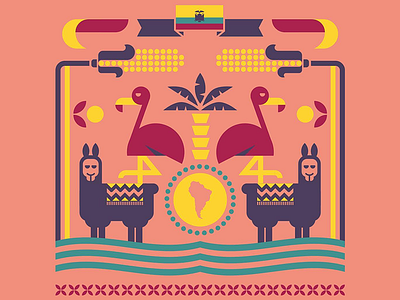Festival de Yamor ecuador flamingo graphic illo illustration lama vector