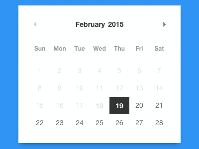 Simple clean calendar by James Seymour-Lock on Dribbble