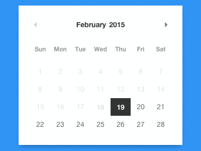 Simple clean calendar calendar clean dropdown flat ui