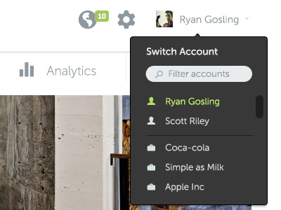 Switch Account Dropdown