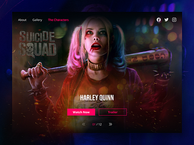 Online Movies - Concept dark mode design harley quinn heroimage movie movie concept the suicide squad ui uiux ux