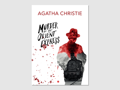 A book cover design of The Murder on The Orient Express