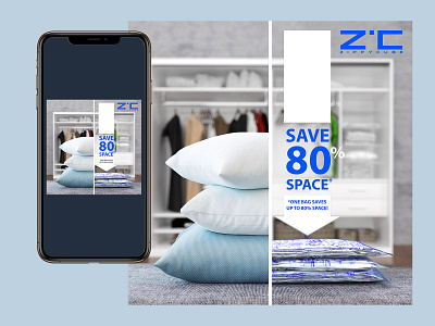 ZC Vacuum bag 3d ads advertising banner design graphic design mobile poster rendering textile web