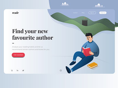 Reading Landing Page book character flat illustration hero image illo illustration landing page