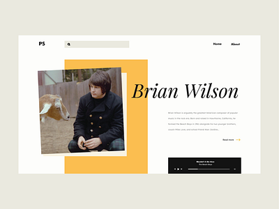 Brian Wilson info page branding design info interface landing page music musicplayer typography ui ux web website