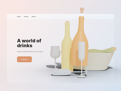 Bottles landing page 3d design illustration landing page ui ux web website