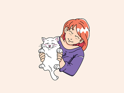 Cat with girl cats design girl illustration vector