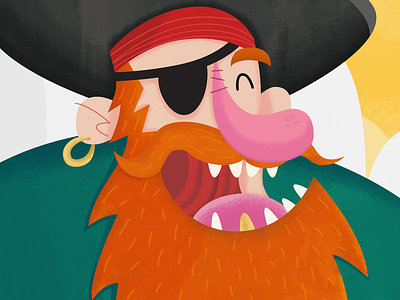 Pirate Captain and His Treasure cartoon illustration pirate treasure