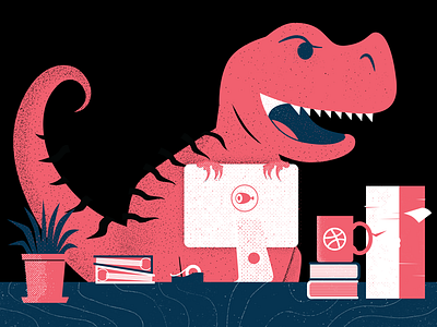 Designasaur dinosaur illustration office painting vector