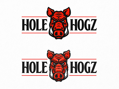 Hole Hogz angry animal badge barbeque bbq boar branding design esport fitness hog logo mascot pig red serious sport team vector wild