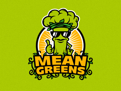 Mean Greens food green health juices logo restaurant salad vegetable wraps