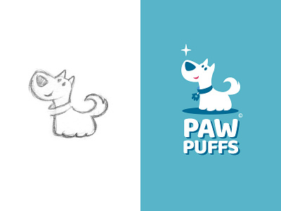 Paw Puffs animal branding cartoon cat character comic design dog food funny illustration logo mascot pencil pet sketch vector