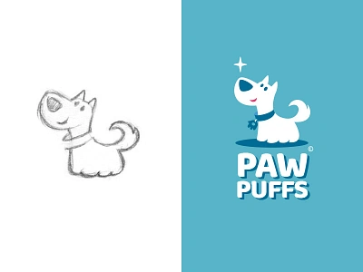 Paw Puffs animal branding cartoon cat character comic design dog food funny illustration logo mascot pencil pet sketch vector