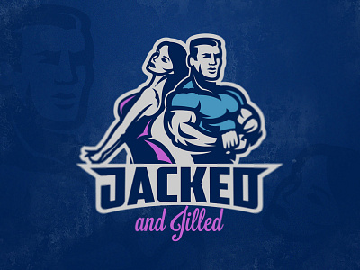 Jacked and Jilled athlete bodybuilding fitness gym logo muscle powerlifting sport strength vector