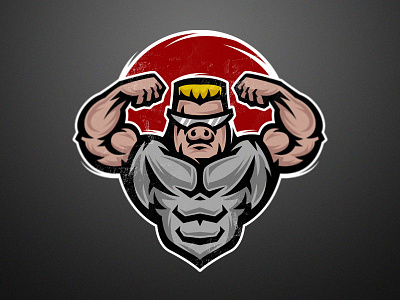 HOG athlete bodybuilding fitness gym hog logo muscle pig power sport strength vector