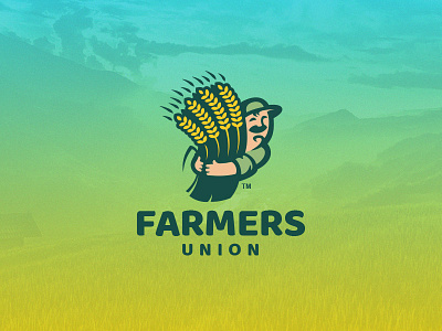 Farmers Union agronomy animal branding character comic design farm farmer farming field grain harvest illustration logo man mascot sport team vector