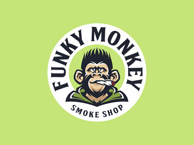 Funky Monkey animal branding cannabis character chimp comic design gorilla hemp hooligan illustration logo mascot monkey rasta smoke vector