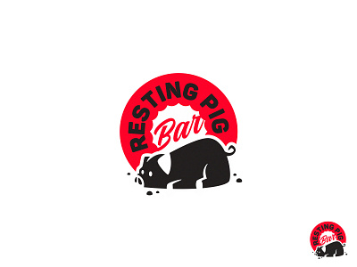 Resting Pig animal bar beer boar branding character design illustration logo mascot pet pig pork pub rest restaurant sun
