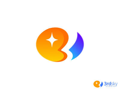 3rdsky app branding bright colorful design fly gradient heaven illustration logo negative space number sky space star sun sunset three travel vector