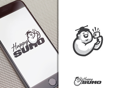 Happy Sumo asian branding character comic design fighter fun illustration japanese karate logo martial arts mascot ninja phone sport sumo vector wrestling